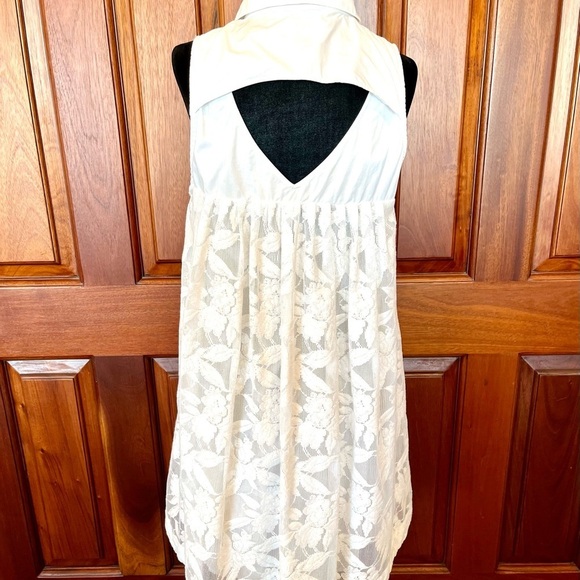 Anthropologie HD in Paris Shirt Swing Dress Size M White Mesh Lace - Picture 5 of 9